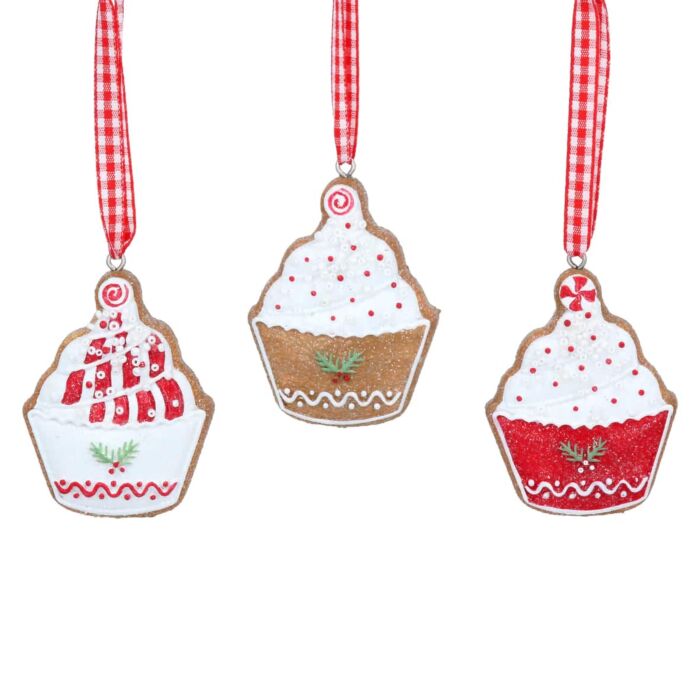 Gisela Graham Resin Gingerbread Cupcake Decoration